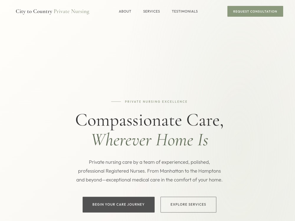 City to Country Private Nursing website