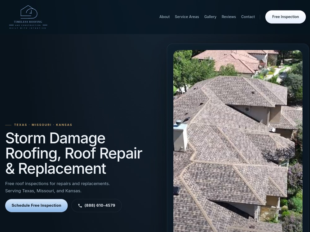 Timeless Roofing & Construction website